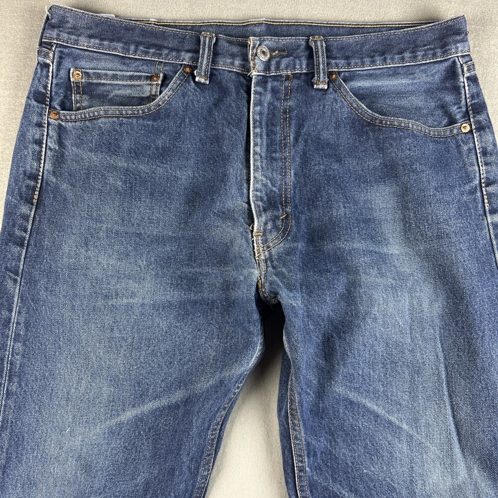 Levi’s 505 Denim Blue Jeans Mens 36x29 Casual Straight Leg Pants Medium Wash - Picture 2 of 14